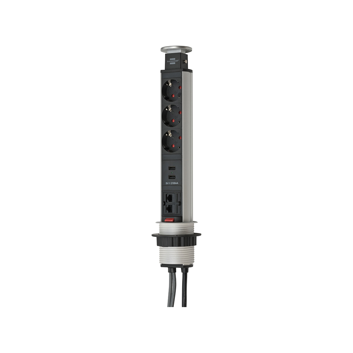 Удлинитель выдвижной Brennenstuhl Tower Power с расширением на 3 розетки 2 USB кабель 2 м ​H05VV-F 3G1,5 1396200023