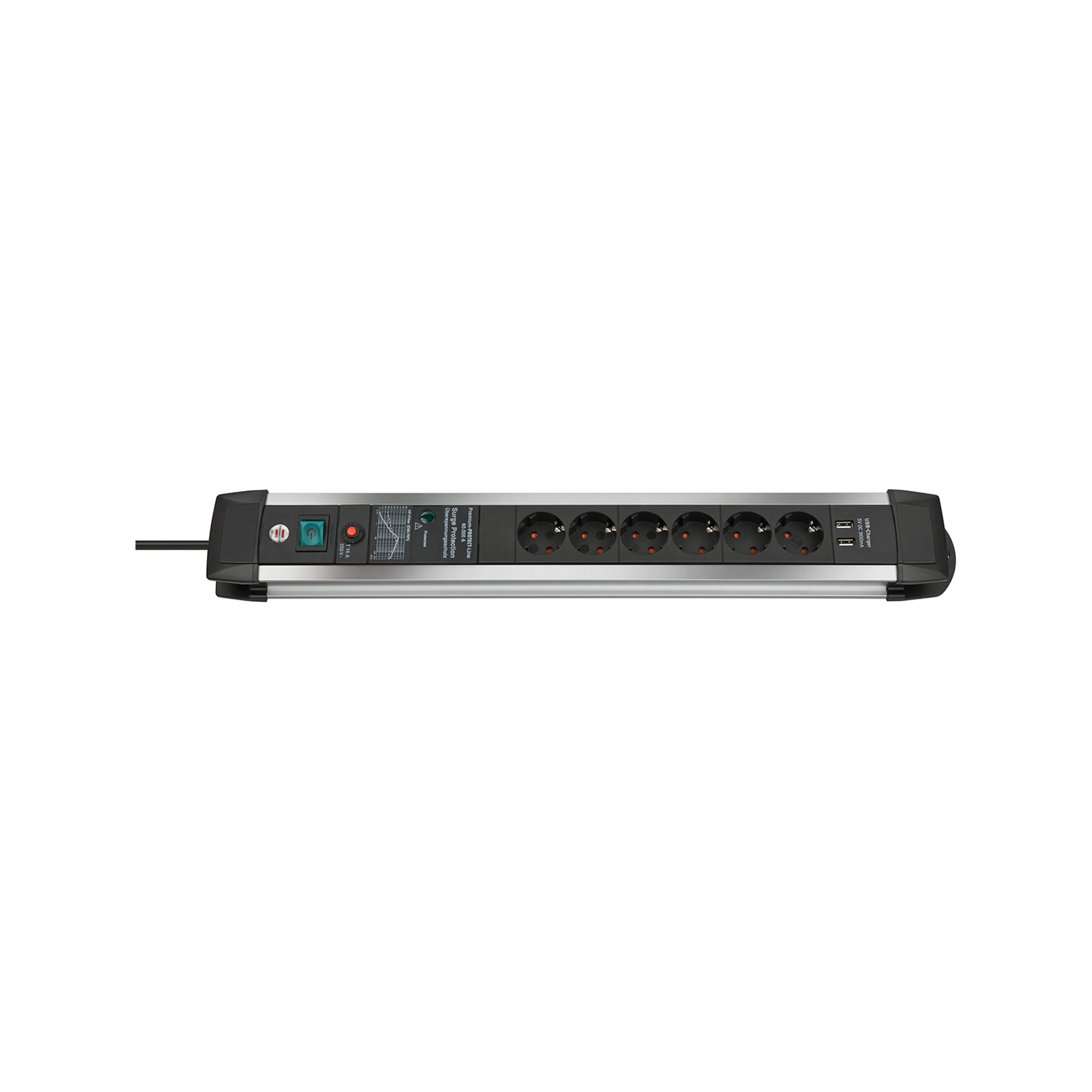 Сетевой фильтр Brennenstuhl Premium-Protect-Line 60 000А 6 розеток 2 USB кабель 3 м H05VV-F 3G1,5 черный 1391000537