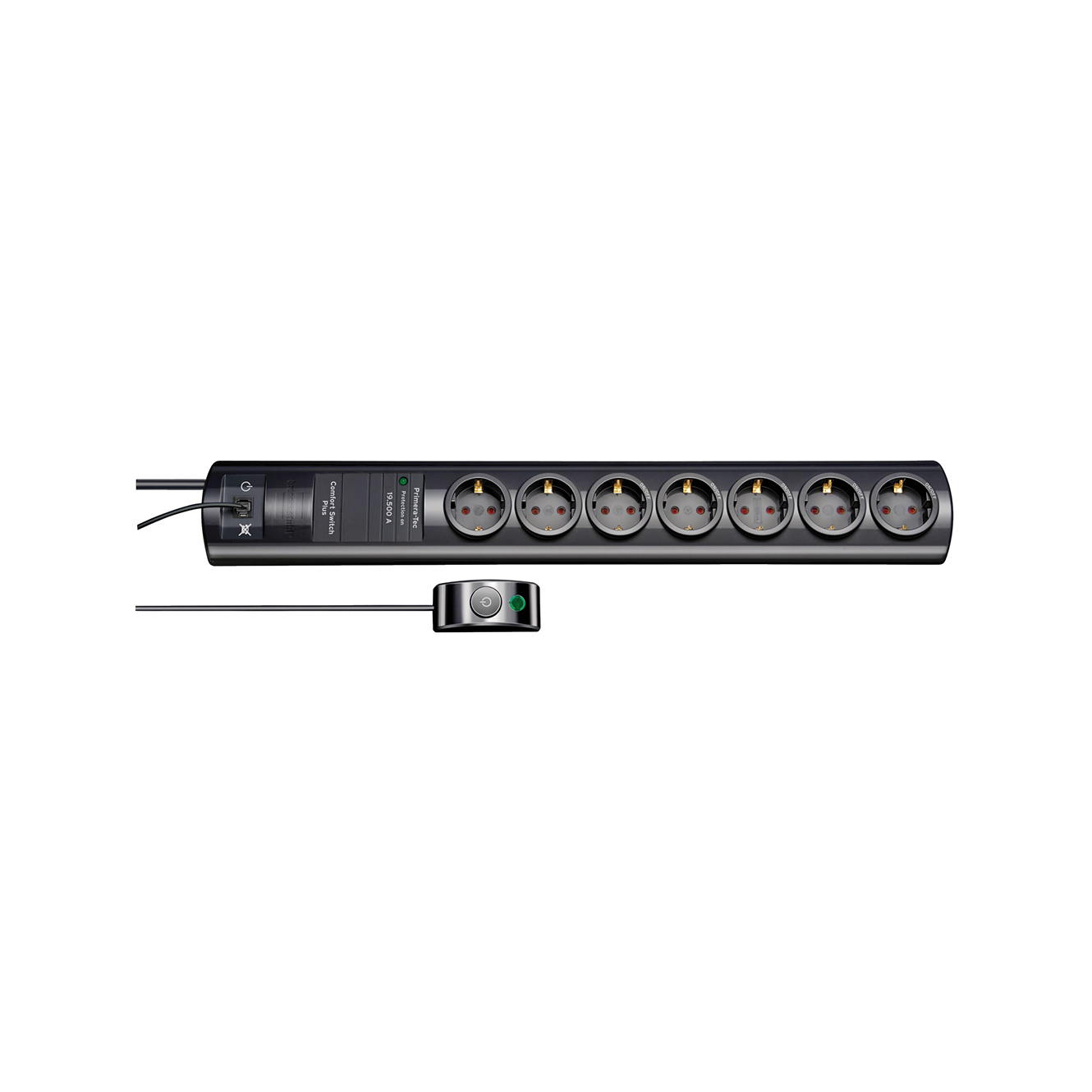 Сетевой фильтр Brennenstuhl Primera-Tec Comfort Switch Plus 19,5 А 7 розеток кабель 2 м H05VV-F 3G1,5 черный  1153300467