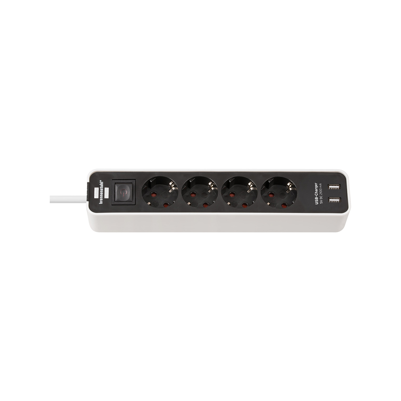 Удлинитель Brennenstuhl Ecolor с переключателем 4 розетки 2 USB кабель 1,5 м H05VV-F 3G1,5 черно-белый 1153240026