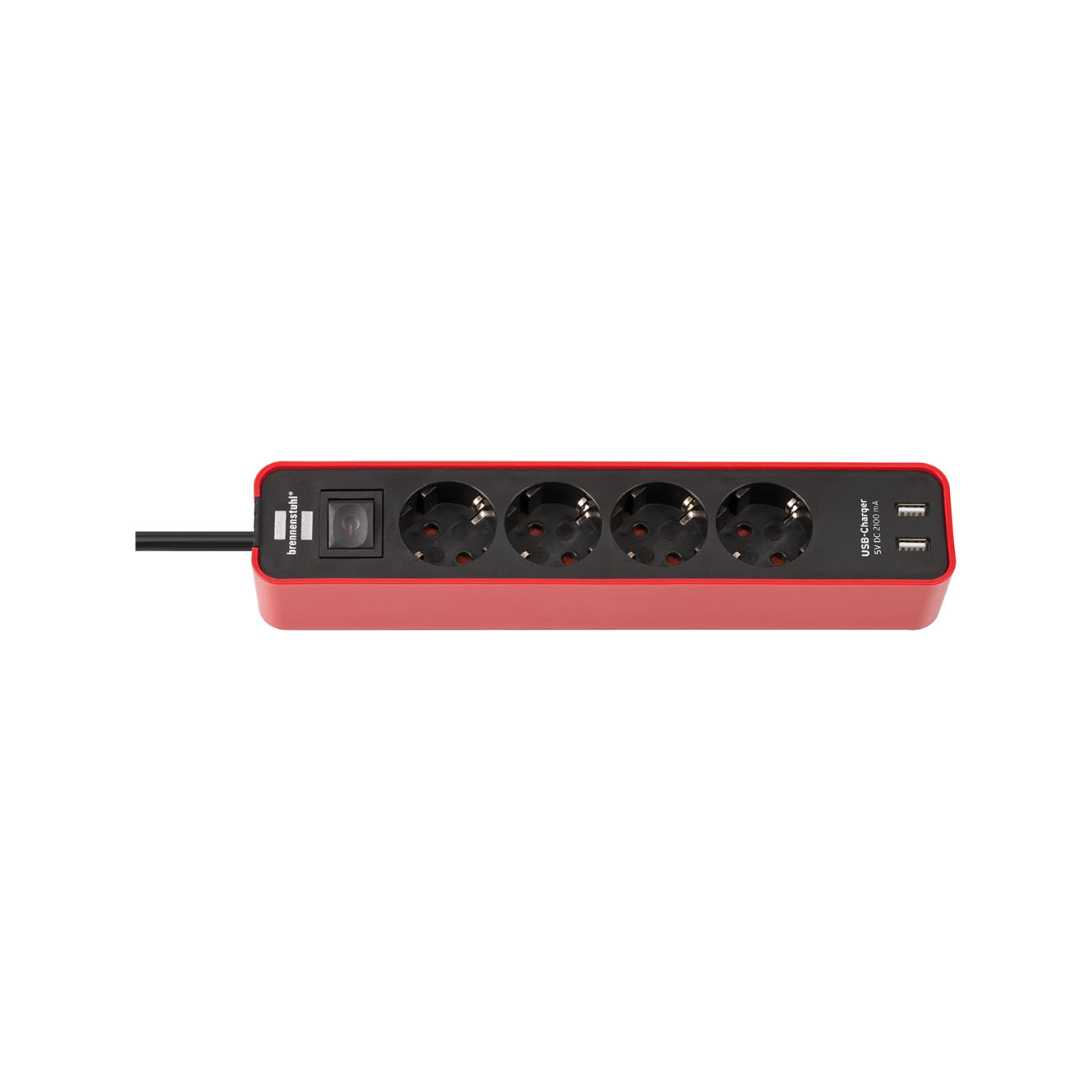 Удлинитель Brennenstuhl Ecolor с переключателем 4 розетки 2 USB кабель 1,5 м H05VV-F 3G1,5 черно-красный 1153240076